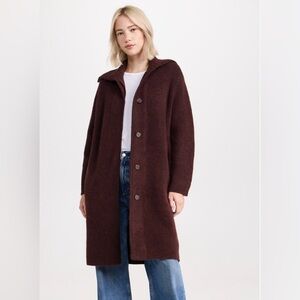 Vince Ribbed Sailor Collar Cardigan